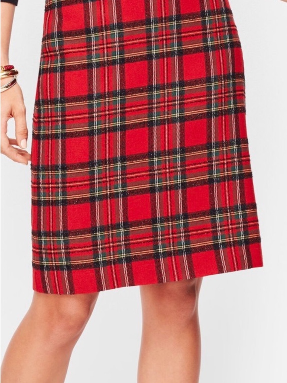 J. Crew Red Plaid Pencil Skirt 100%Cotton